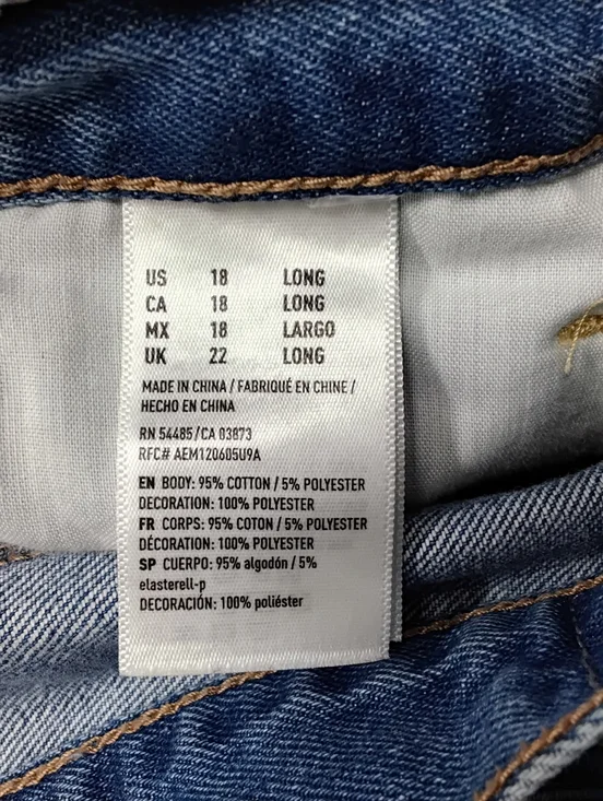 3920 Size 18 American Eagle Outfitters Distressed Jeans with Floral Embroidery - Picture 7 of 7